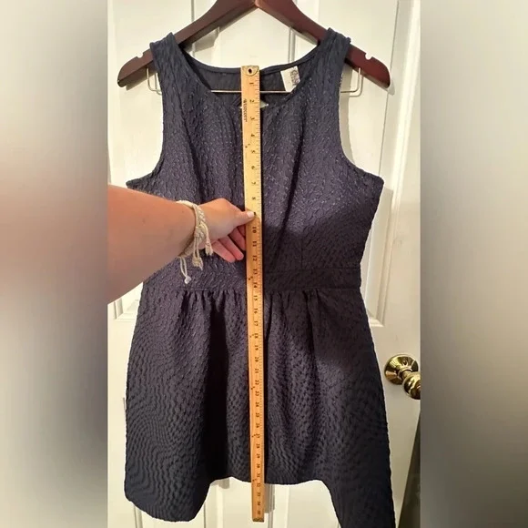 BIRDCAGE Anthropologie Navy Blue Sleeveless Cocktail Dress LARGE Back Cut Out - Picture 6 of 14